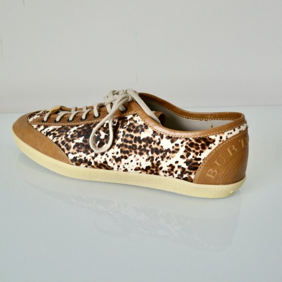 NIB BURBERRY WOMENS BOTREAUX LOW TOP PRINTED PONY CALF HAIR SNEAKERS SHOES - Picture 4 of 10